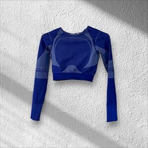 GYMSHARK Women's Size Small Turbo Seamless Long Sleeve Crop Top Cobalt Blue